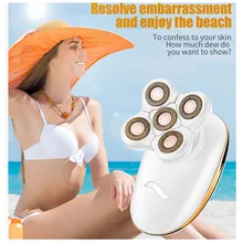 Электробритва для женщин Стильная USB портотивная Зарядка для бритвы влажная или сухая Водонепроницаемая бритва для удаления волос с 5 плавающими головками