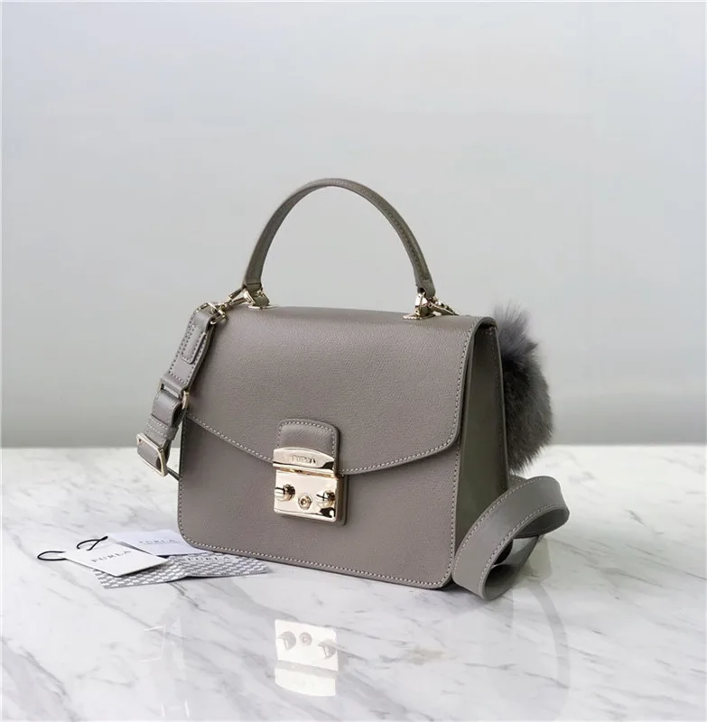 

Original FURLA Women's Bags,High Quality Big Size Women's Furla Leather Bags Grey Color Size 23cm*8cm*17.5cm