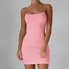 Women Dresses Sexy Sleeveless Bodycon Dress Solid Color Mini Slim  Dress New Fashion Summer Beach Club Party Sling Dress ► Photo 2/6