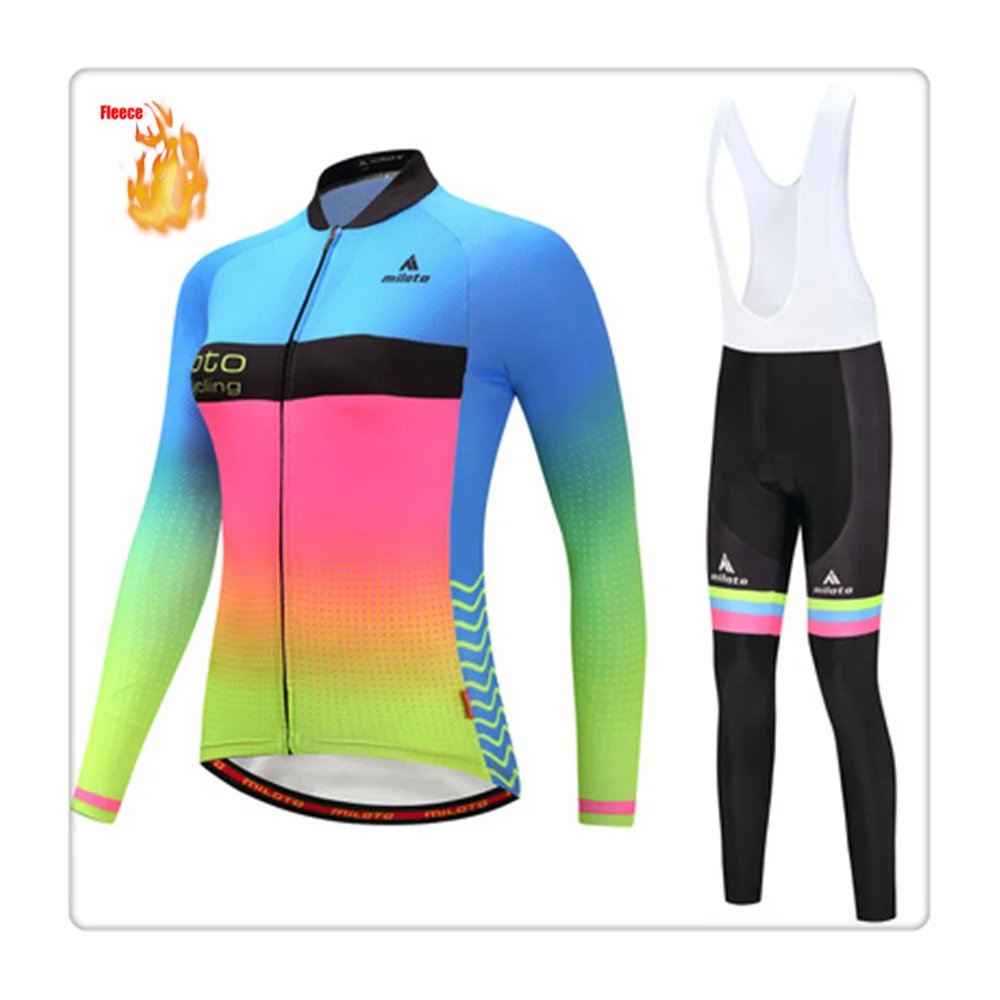 

Cycling Sets Fietskleding Keep Warm In Winter Fleece Maillot Jersey Mtb Mountain Road Uniforms Bib Shorts Gel Pad Fashion Hot