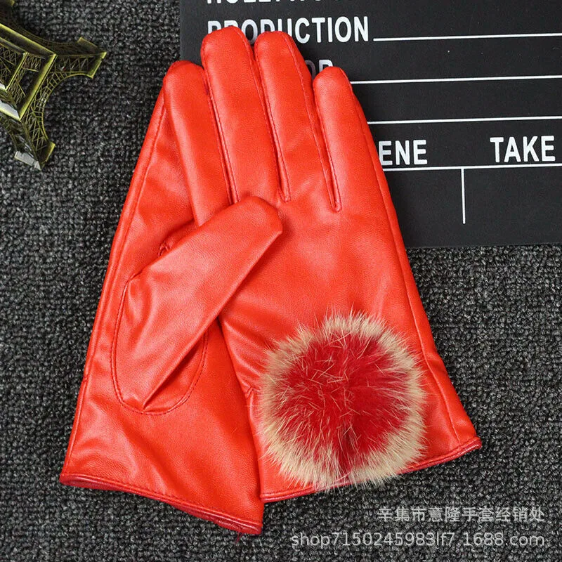 As Photo Show Перчатки из искусственной кожи с сенсорным экраном женские перчатки Новые водонепроницаемые толстые теплые перчатки из искусственного меха кролика на весну и зиму рождественские подарки - Цвет: As Photo Show