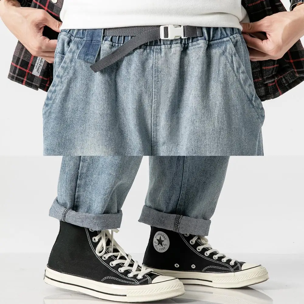 Мужские модные стильные свободные прямые джинсы осенние мужские повседневные уличные винтажные брюки плюс размер хип-хоп платье джинсовые брюки