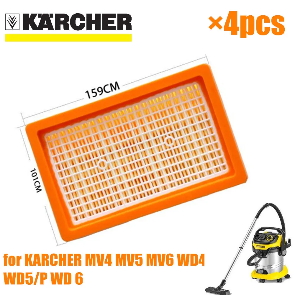 Skup 4 sztuk filtr KARCHER dla KARCHER MV4 MV5 MV6 WD4 WD5 WD6 i na mokro odkurzacz na sucho w celu uzyskania części #2.863 005.0 filtry hepa