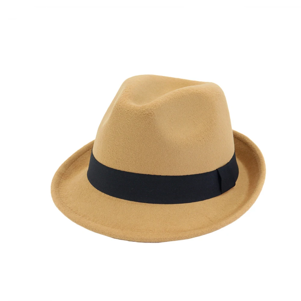 Coffee Модная мужская и женская шерстяная шляпа Fedora с тканевым поясом поп уличная дорожная шляпа Панама джазовая, шляпа - Цвет: Coffee