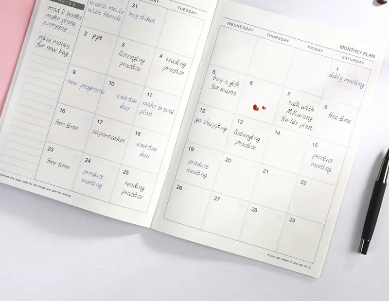 Блокнот с ежемесячным планированием B5, 48 P, крутой бизнес-дневник, модный, чистый цвет, месячный дневник