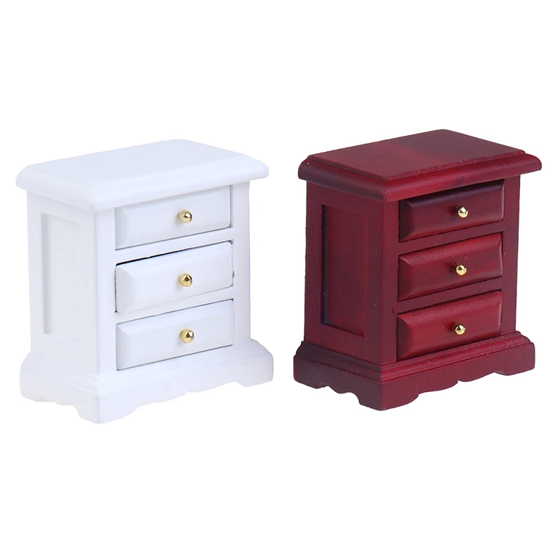 1:12 Dollhouse Miniature Bedside Cabinet Drawer Doll House Bedroom Decor |