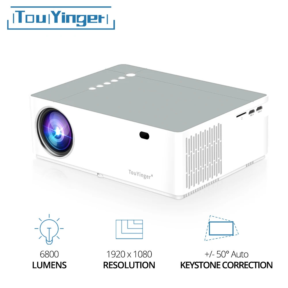 TouYinger M19K Best LED 1080P Projector Full HD 6800 lumens FHD auto keystone video Projectors 3D Movie Beamer Home Theater