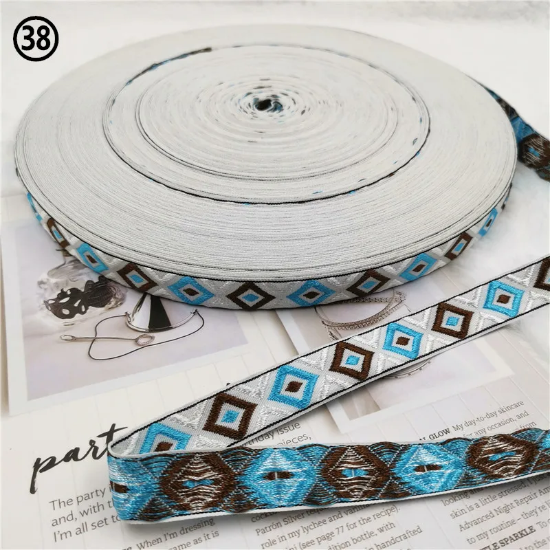 5 Yards 0.78 Inch 20MM Hundreds Styles Geometric Woven Jacquard Embroidered Ribbons DIY Apparel Wrapping Trim Sewing Accessories