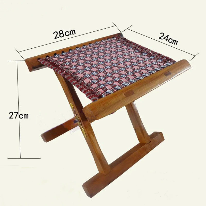 

Manual Polish Floding Wood Low Stools Garden Barbecue Stool Durable Protable Outdoor Stool Hand knitted Surface Soft Breathable
