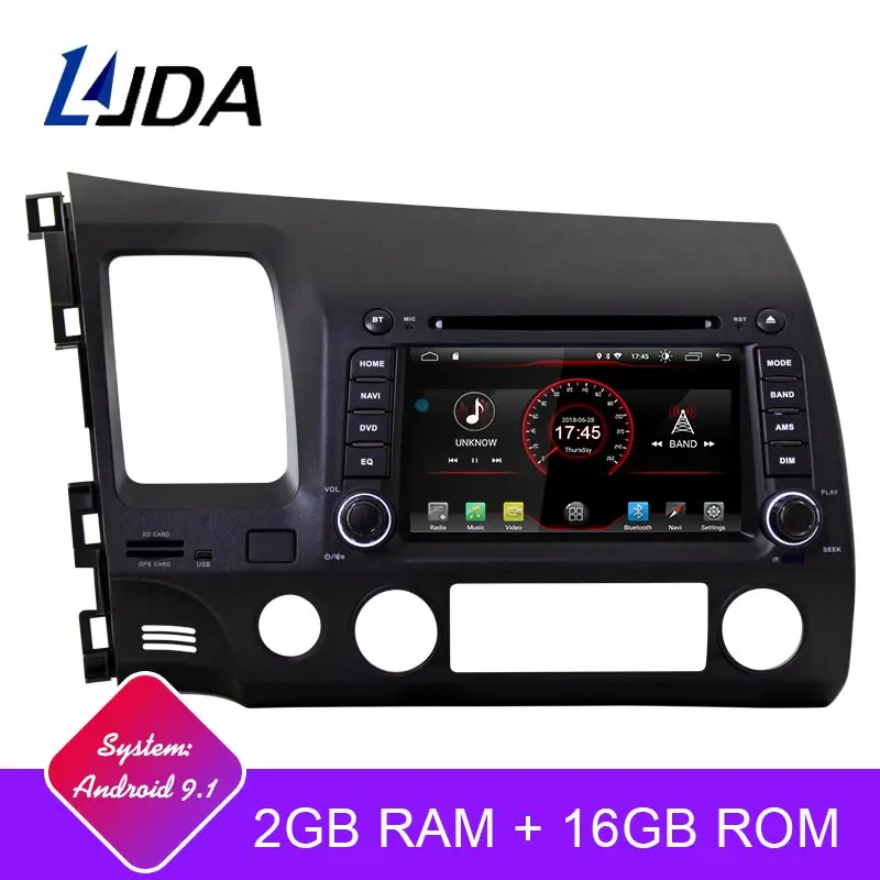 LJDA 2 Din Android 8,1 автомобильное радио для HONDA Civic 2007-2011 wifi Автомобильный мультимедийный плеер стерео gps Навигация DVD ips Авто Аудио