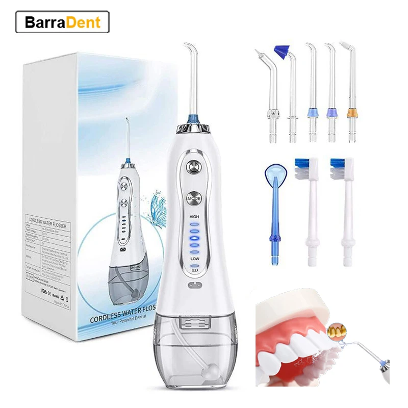 300ML Capacity Water Tank Dental Flosser Cordless Portable Tooth Cleaner Oral Irrigator For Teeth Cleaning With 8 Jet Tips