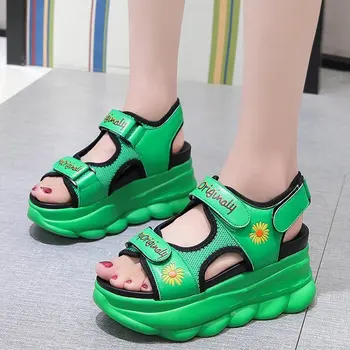 

2020 Summer Women Platform Sandals Chunky Sandal Gladiator Designers Hook Loop Block Heel Shoes Brand Casual Shoes Woman 8cm