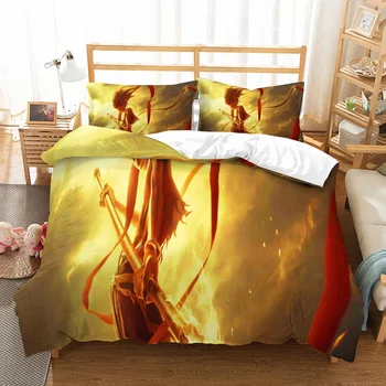 

Nezha 3D Print Bedding Set Classic Movies Cartoon Anime Duvet Cover Set 100% Microfiber Home Bed Linen Set for Kids Boys 2/3PCS