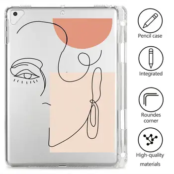 

Abstract Line Face for iPad Air 4 Case With Pen Holder Clear Soft Cover iPad 5th 6th 7th Generation Mini 2 5 For iPad 10.2 2020