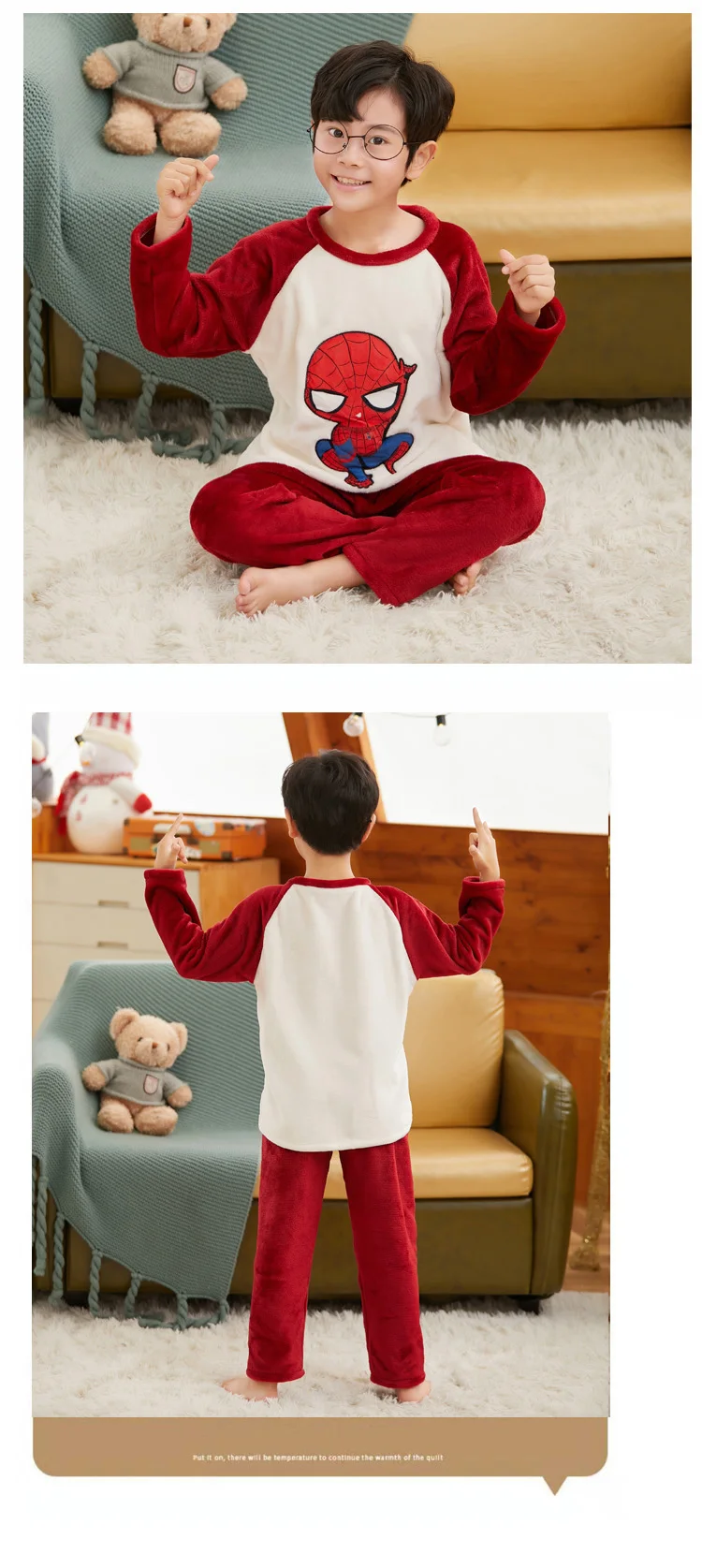 New  Autumn Winter Children's Flannel Pajamas Girls' Boys' Winter Baby Warm Coral Velvet Cartoon Children's Home Clothes Sets ladies pajama sets	