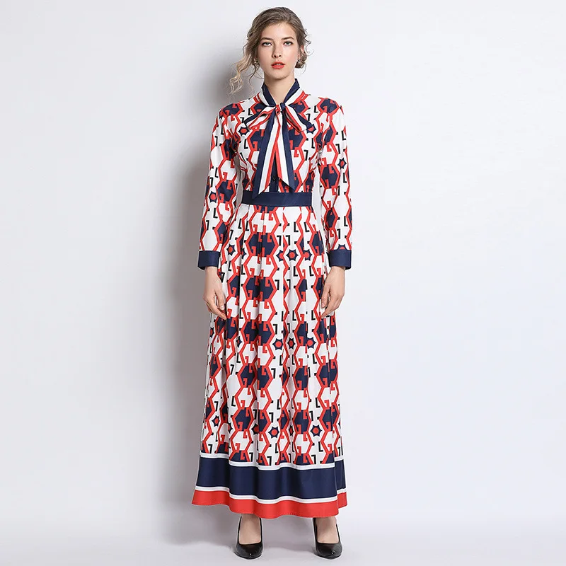 Photo Shoot New Products WOMEN'S Dress Europe And America Photo Shoot Slim Fit Slimming Positioning Floral Printed Dress