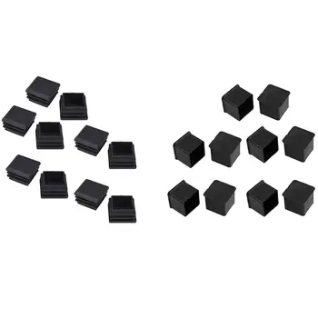 

10 Pcs 1inch x 1inch Rubber Foot Covers Black with 10 Pcs Black Square Tube Inserts End Blanking Cap 25mm x 25mm
