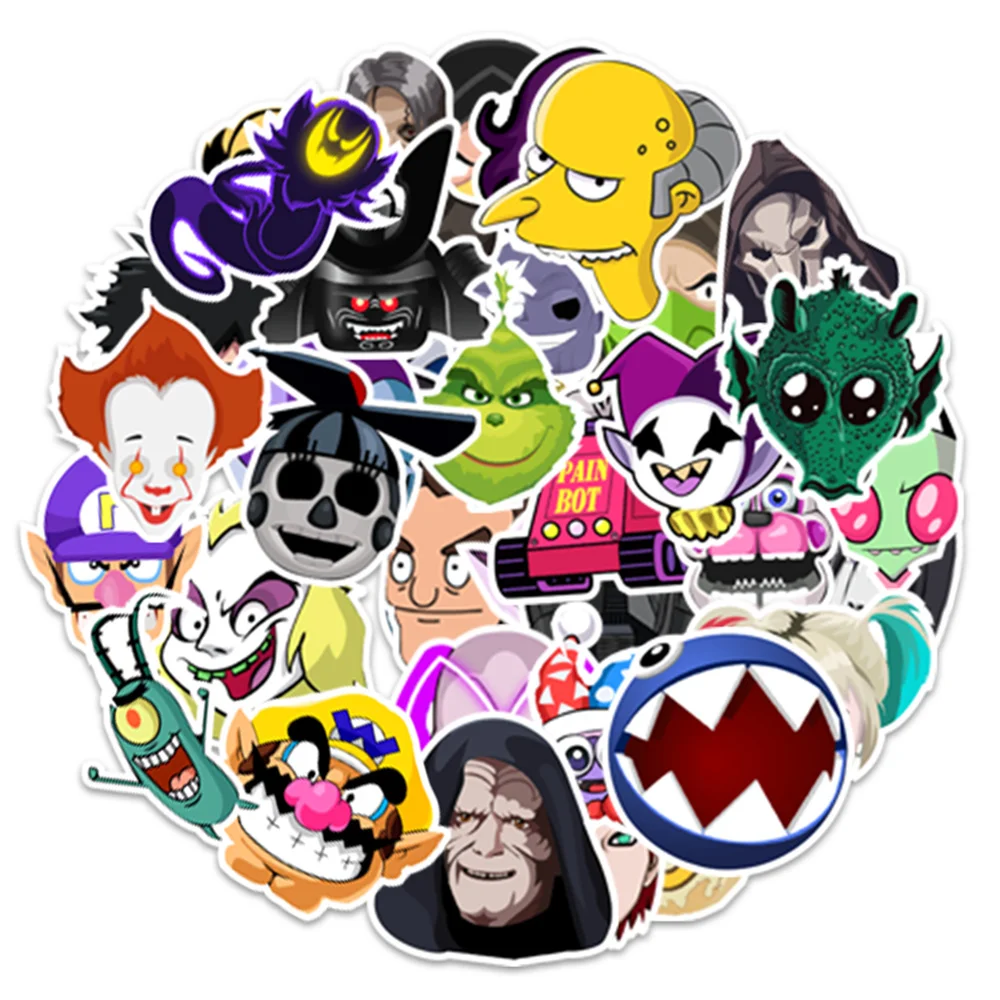 

10/30/50PCS Villain Character Mixed Graffiti Stickers Skateboard Suitcase Water Cup Mobile Phone Cartoon Stickers Wholesale