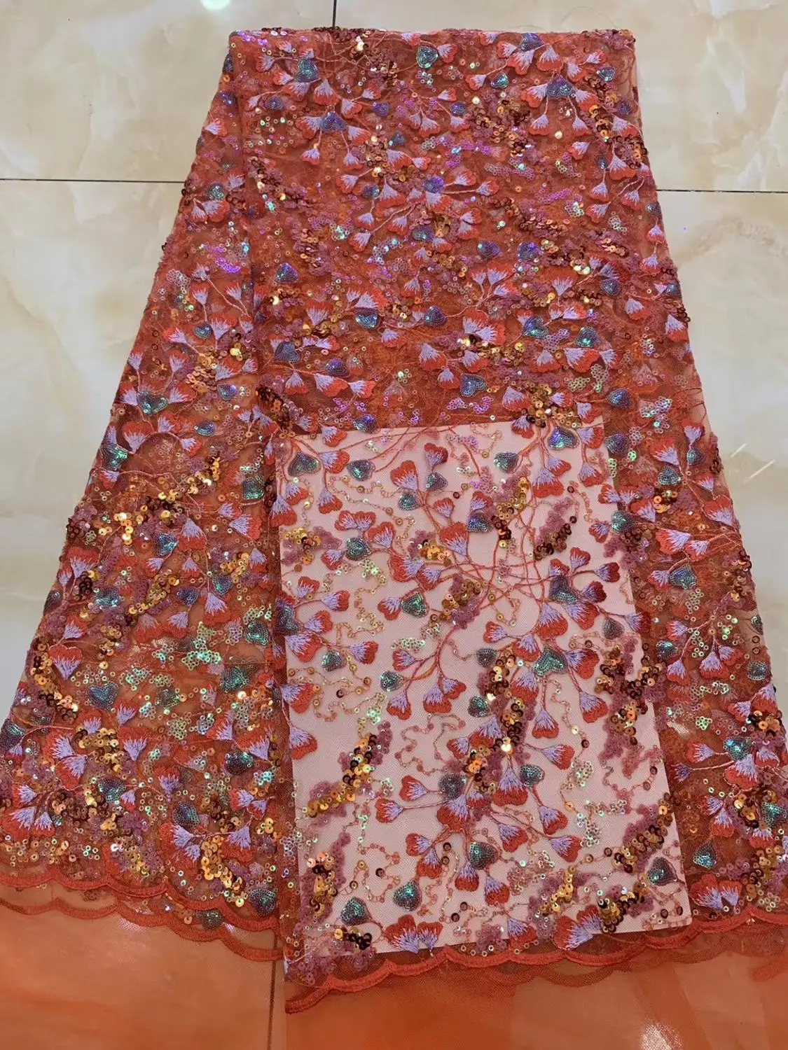 

Sequins Net Lace Fabric 2019 MulticolorHigh Quality African Mesh Wedding Bride Dress Sewing Sequined Embroidered Material