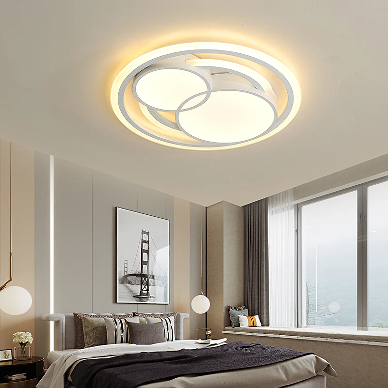 

Round modern led ceiling chandelier for bedroom dining room light Hardware+Acrylic led chandelier lighting avize lustre moderno