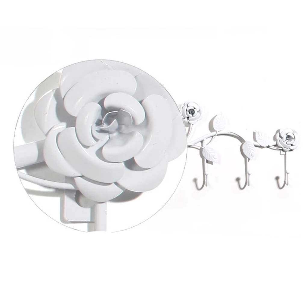 1pcs 5 Hooks Clothes Rack Robe Key Holder Wall Hanger Hooks Rose Leaves Metal Over Door Kitchen Bathroom Coat Holder images - 6