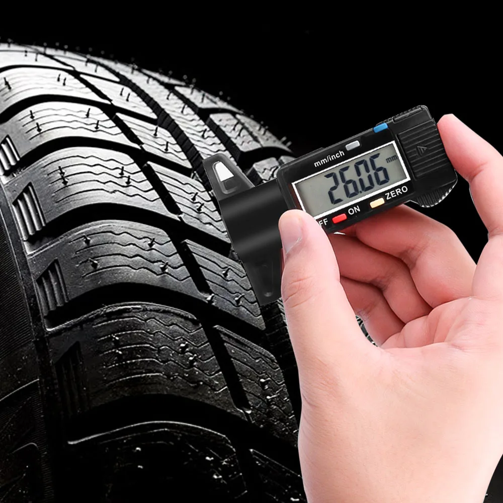 Trucks housesweet Digital Tyre Tread Depth Gauge 0-25 mm Portable Tyre Tread Tester Checker Tyre Measurement with LCD Display for Cars Vans