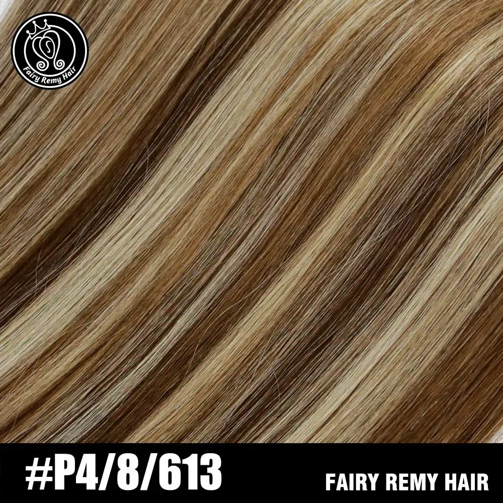 Сказочные волосы remy 22 дюймовые трессы натуральные Remy человеческие волосы Weft Выделите светлые цвета прямые пучки волос для наращивания 100 г - Цвет: P4-8-613