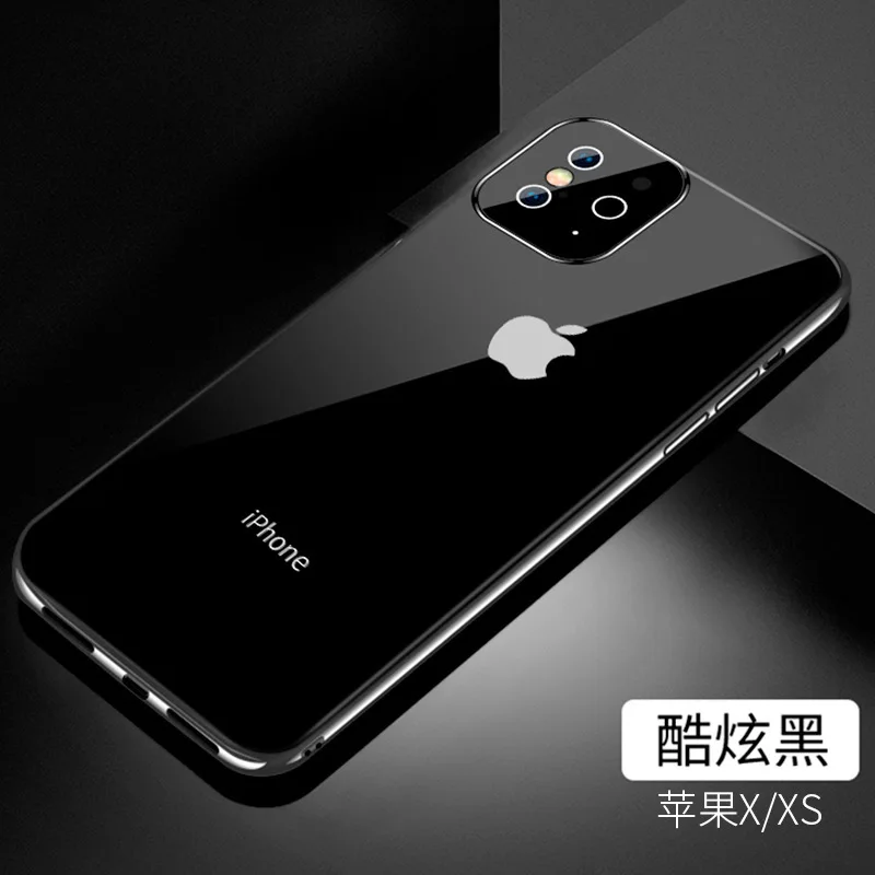 Black Второй Сменный Чехол для iPhone 11 Pro покрытие из закаленного стекла гальванический чехол для iPhone XR XS MAX корпус оболочка - Цвет: Black