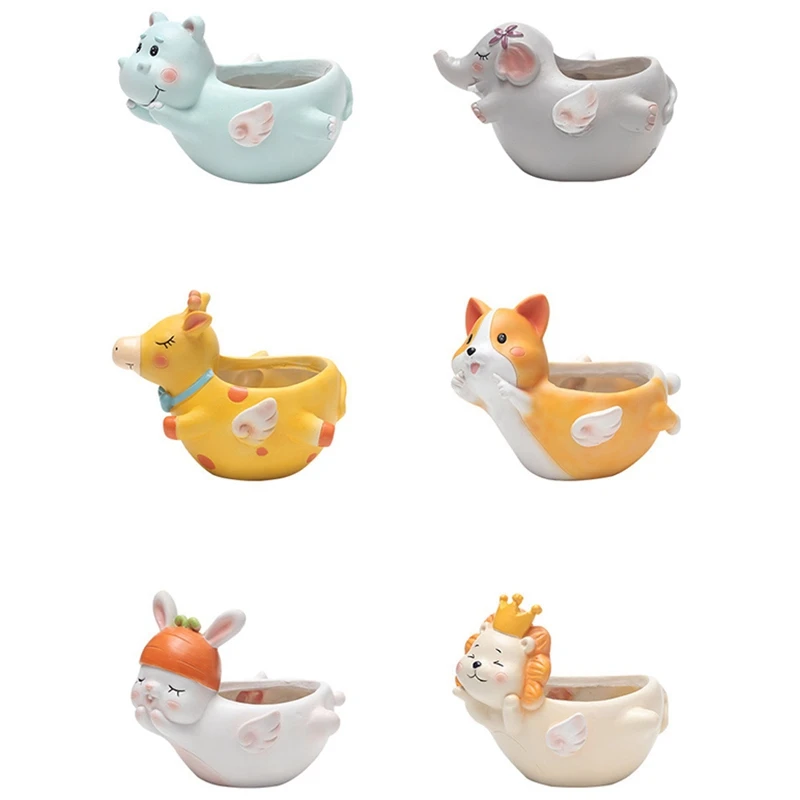 

Creative Flower Pot Cartoon Cute Pet Planter Resin Seeder Flower Pot Flower Desktop Home Garden Home Decoration