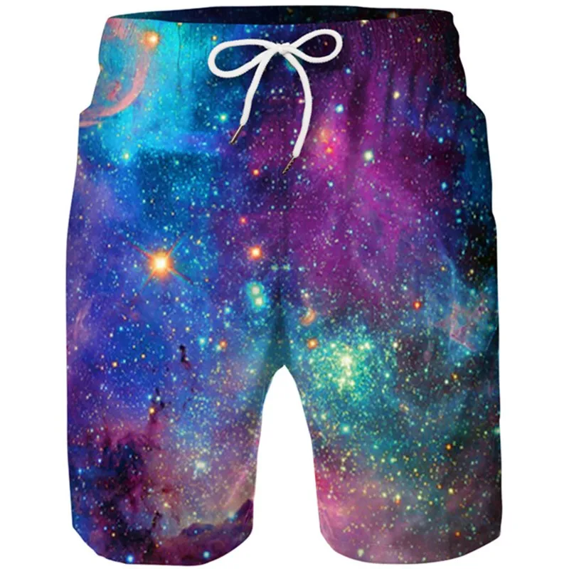 DJ Cat Print Swim Trunks Summer Beach Shorts Pockets Boardshorts for Men