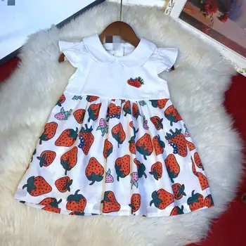 

Y5188 2020 high-end brand summer children's clothing Toddler girl strawberry pattern short-sleeved dress Boutique princess dress