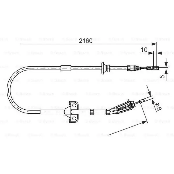 Трос ручника левый L 2160/2087\ Volvo XC90 03 BOSCH 1 987 482 28