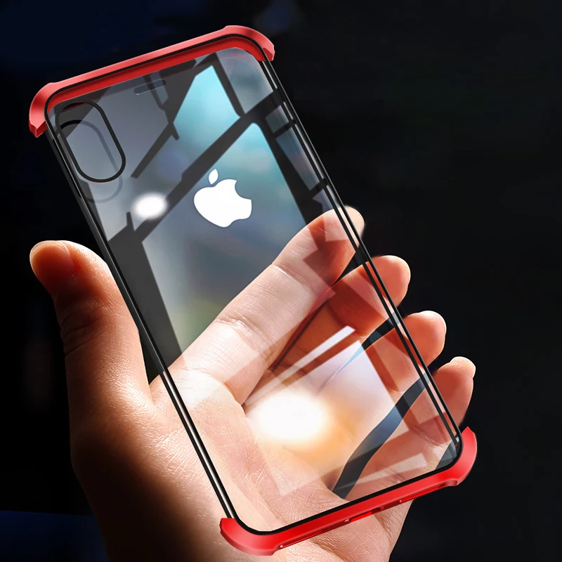 Роскошный металлический магнитный стеклянный чехол для iPhone X S XR XS Max 7 8 7Plus 8Plus 360