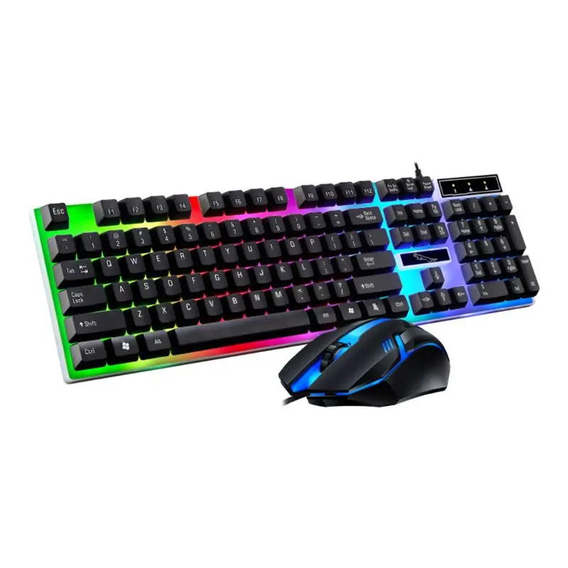 

G21B USB Wired Keyboard Mouse Set Colorful LED Backlight 104 Keys Mechanical Keyboard Mouse for Gaming Laptop Computer PC