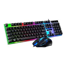 G21B USB Wired Keyboard Mouse Set Colorful LED Backlight 104 Keys Mechanical Keyboard Mouse for Gaming Laptop Computer PC parasolant wired usb led light keyboard and mouse set white black laptop computer colorful gaming backlit keyboard mouse combos