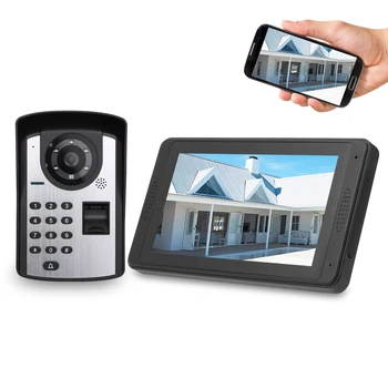 

7 Inch Wifi Wireless Video DoorPhone Doorbell Intercom System Fingerprint Password APP Remote Control Waterproof Doorbell Camera