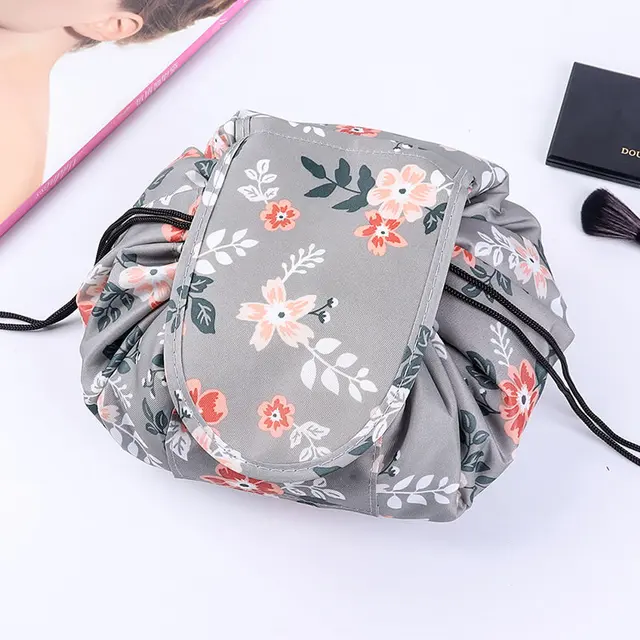 Women Drawstring Cosmetic Bag Travel Storage Makeup Bag Organizer Female Make Up Pouch Portable Waterproof Toiletry Beauty Case E