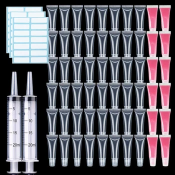 

50PCS 5/10/15ml Empty Lipstick Tube With Syringe Clear Soft Lip Gloss Container Refillable Lipgloss Tubes DIY Cosmetic Makeup