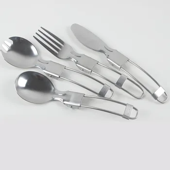 

Portable folding spoon fast food salad spoon fork to folding spoon Outdoor campable foldable stainless steel tableware