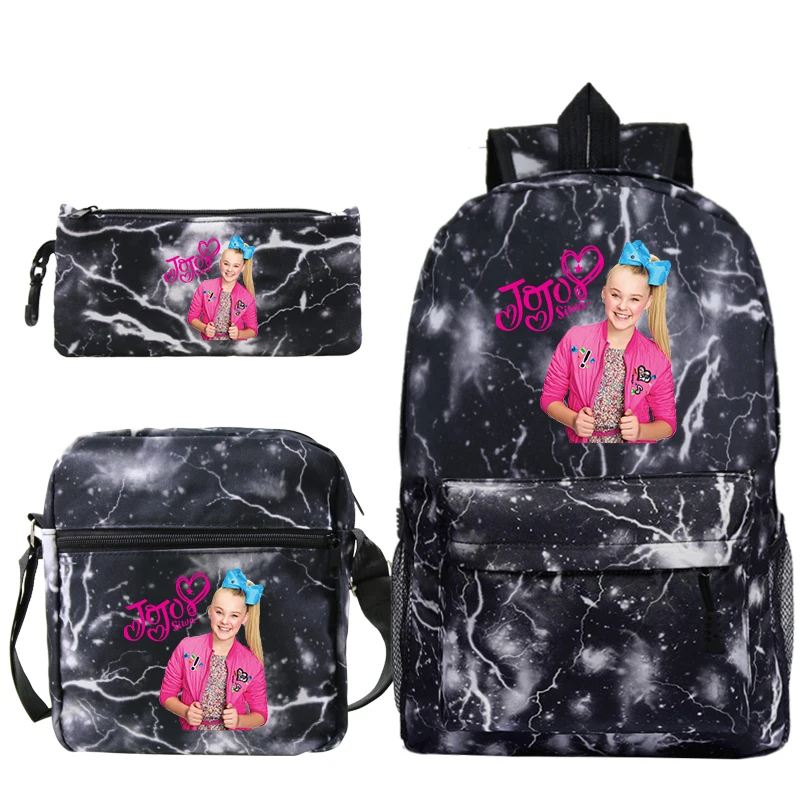 Модный рюкзак Jojo Siwa для детей, мальчиков и девочек, подростков, популярный школьный портфель с рисунком студенческий пенал, школьный ранец 3 шт./компл