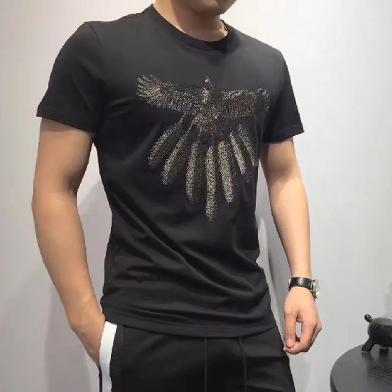 

Men Harajuku Summer Embroidery T-shirt Pullover Vintage Short Sleeve Breathable Cotton Tees Tops Male Streetwear Slim T-shirts
