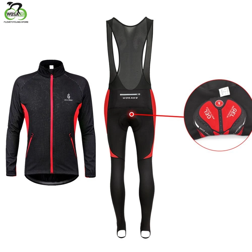 

WOSAWE Winter Thermal Fleece Warm Cycling Clothes Men's Suit Outdoor Riding Bike MTB Clothing Bib Pants 3D Padded Long Leggings