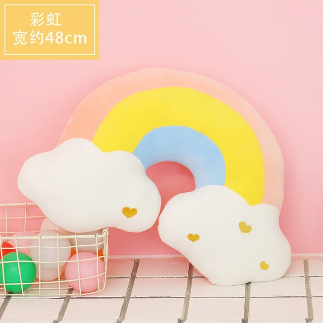 Ins Nordic Rainbow Super Soft Star Cushion Moon Doll Photo Props Cotton Candy Pillow Kids Room Decoration Plush Toy Child Gifts
