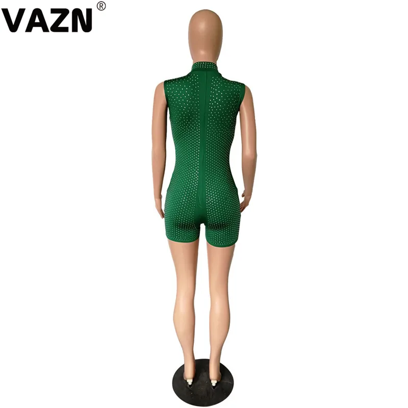 VAZN GYM18357 moto стиль молодой праздник v-образным вырезом женский комбинезон без рукавов Короткие брюки комбинезоны волнующие Клубные Комбинезоны