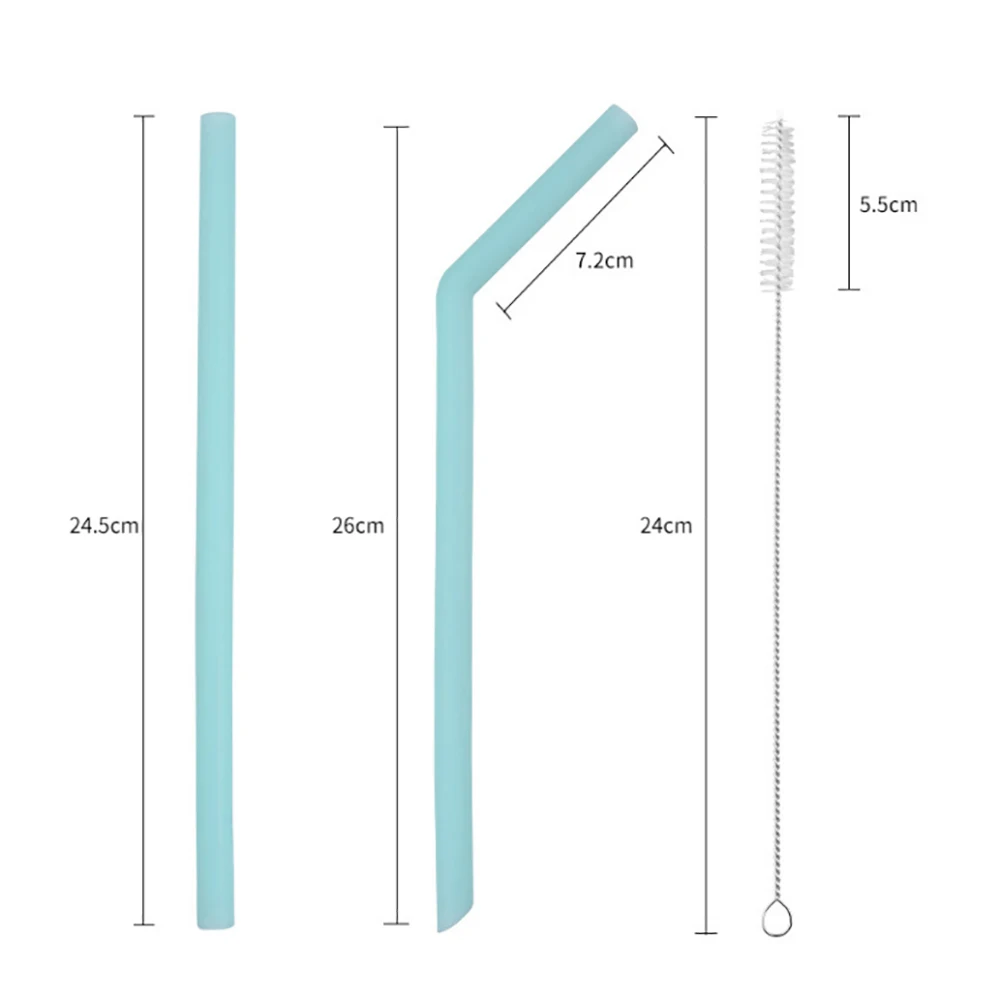 Reusable Flexible Silicone Straight Elbow Beverage Milky Tea Drinking Straw Drinking Straight Straws For Party Birthday Bar Tool