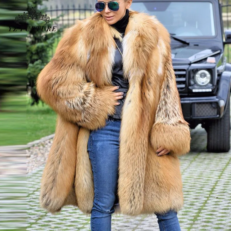 2021 New Real Fur Mink Coat With Warm Thick Fox Fur Collar Whole Skin  Nature Mink Fur Jackets Capped Winter Outwear