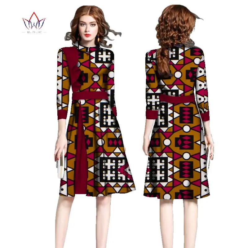 Платья размера плюс модное платье 6XL Vestidos De праздничное Дашики с круглым вырезом Женская традиционная африканская одежда натуральный 5xl WY2479