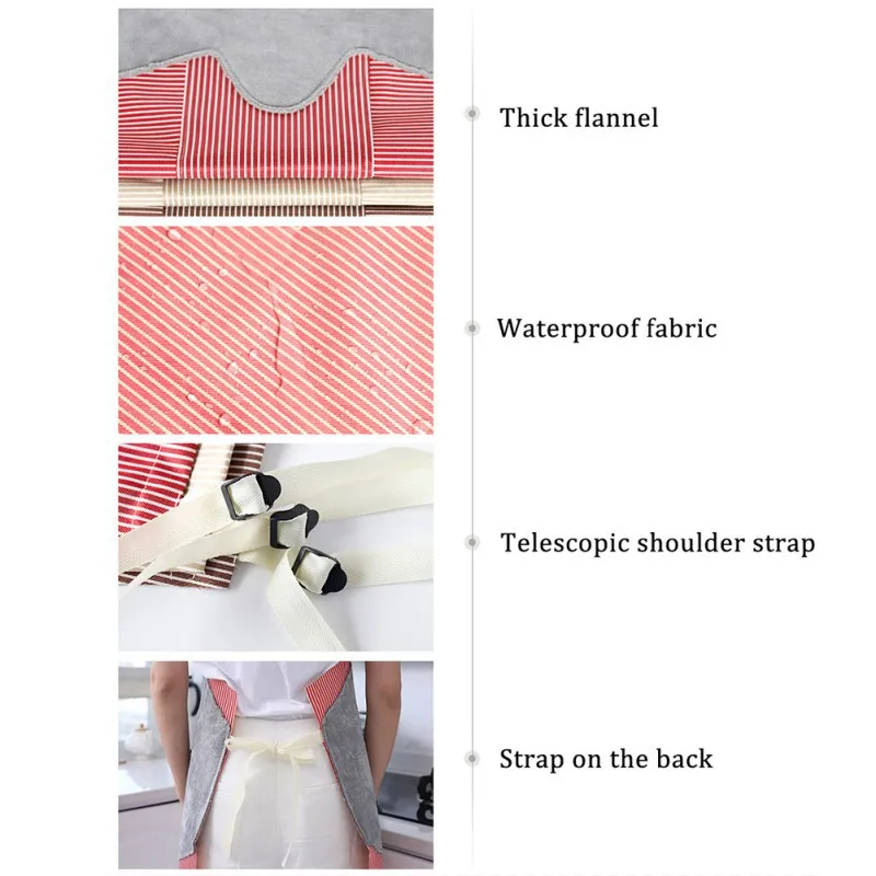 Stripe Cooking Kitchen Apron For Woman Men Household Adjustable Dress Apron With Pockets For Kitchen Baking Accessories
