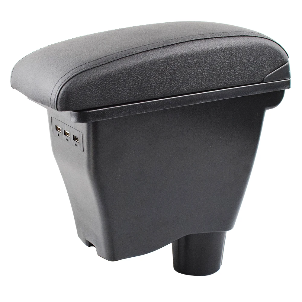 Black thread Подлокотник для Smart Fortwo Forfour- черный кожаный центр USB ящик для хранения модификации - Название цвета: Black thread