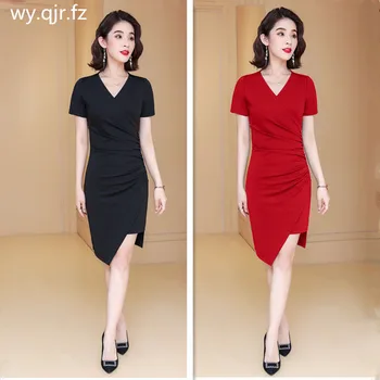 

MGJ-6889#Cocktail Dresses Asymmetrical Short V-Neck Red wine Black plus size party prom dress wgolesale Birthday dress girls
